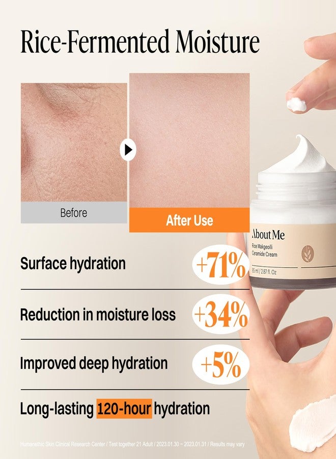 About Me Rice Makgeolli Ceramide Cream – Korean Traditional Fermentation Face Moisturizer for Dry Sensitive Skin – Daily Care with 6 Ceramides & Shea Butter – Korean Skin Care – 2.87oz, 85ml - Image 3